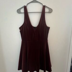 Express Deep Red Velvet Mini Dress